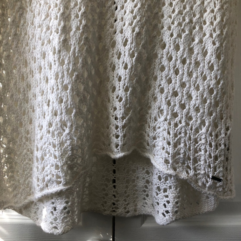Hollister Womens Cream White Open Knit Crochet Sweater Long Sleeve Size M - Picture 5 of 9
